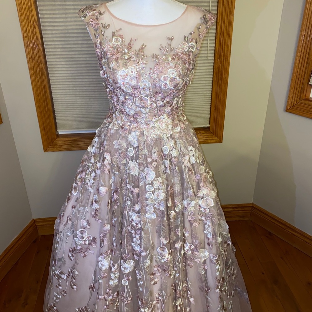 BASIX Gown-Mauve 3D floral added Swarovski Crystal